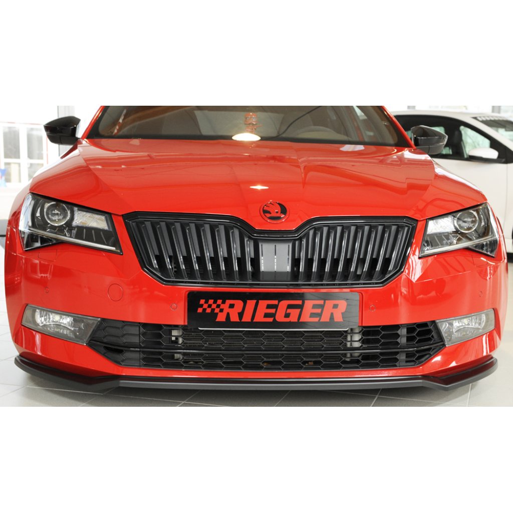 Rieger lipa pod přední nárazník pro Škoda Superb III 3T, 3V combi, sedan vč. faceliftu, 03/15-10/18, 11/18-, plast ABS bez povrchové úpravy