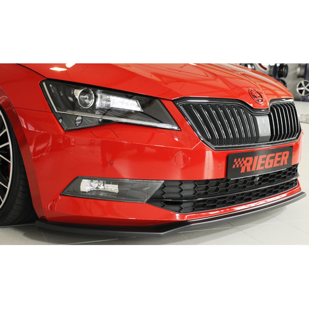 Rieger lipa pod přední nárazník pro Škoda Superb III 3T, 3V combi, sedan vč. faceliftu, 03/15-10/18, 11/18-, plast ABS bez povrchové úpravy
