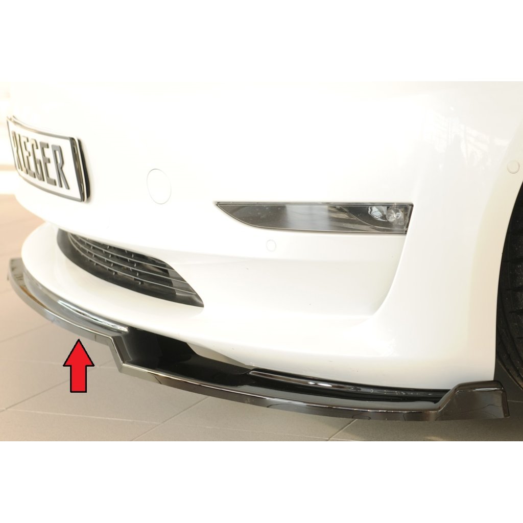Rieger lipa pod přední nárazník pro Tesla Model 3 003, 06/18-, plast ABS lakovaný do černé lesklé barvy