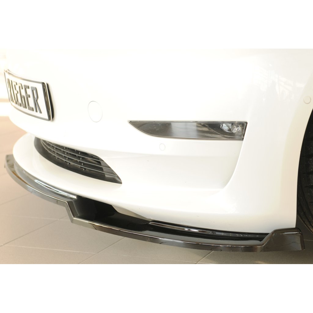 Rieger lipa pod přední nárazník pro Tesla Model 3 003, 06/18-, plast ABS lakovaný do černé lesklé barvy