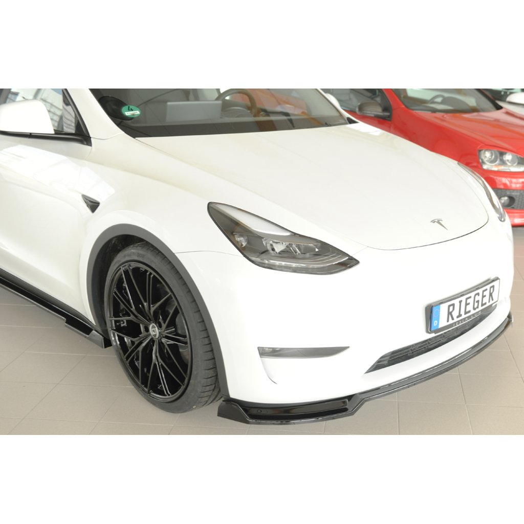 Rieger lipa pod přední nárazník pro Tesla Model Y 003, 03/20-, plast ABS lakovaný do černé lesklé barvy