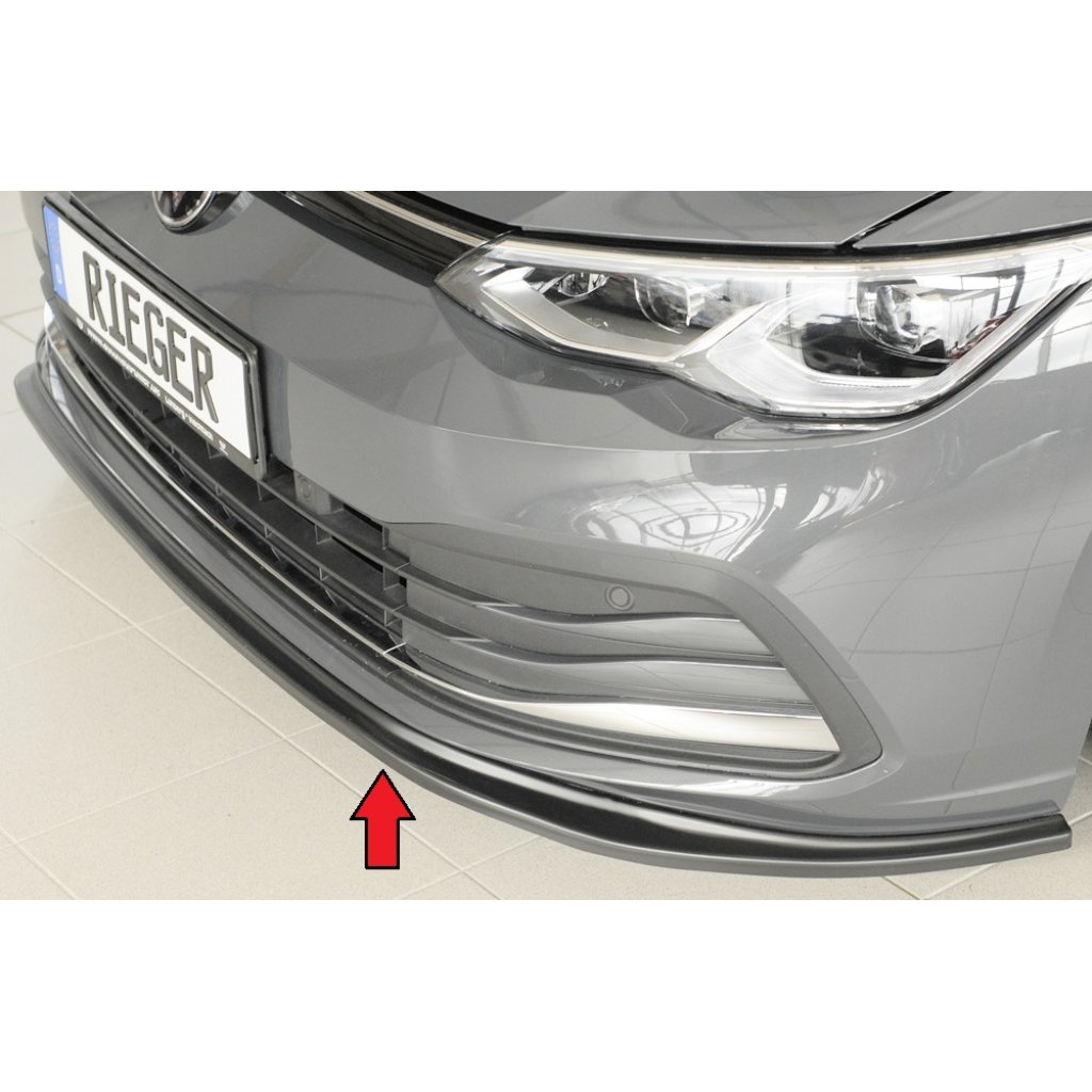 Rieger lipa pod přední nárazník pro Volkswagen Golf 8 3-dvéř., 12/19-, plast ABS bez povrchové úpravy