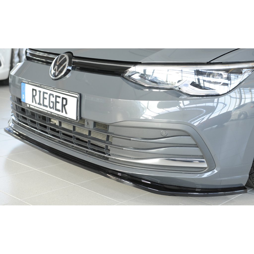 Rieger lipa pod přední nárazník pro Volkswagen Golf 8 3-dvéř., 12/19-, plast ABS lakovaný do černé lesklé barvy