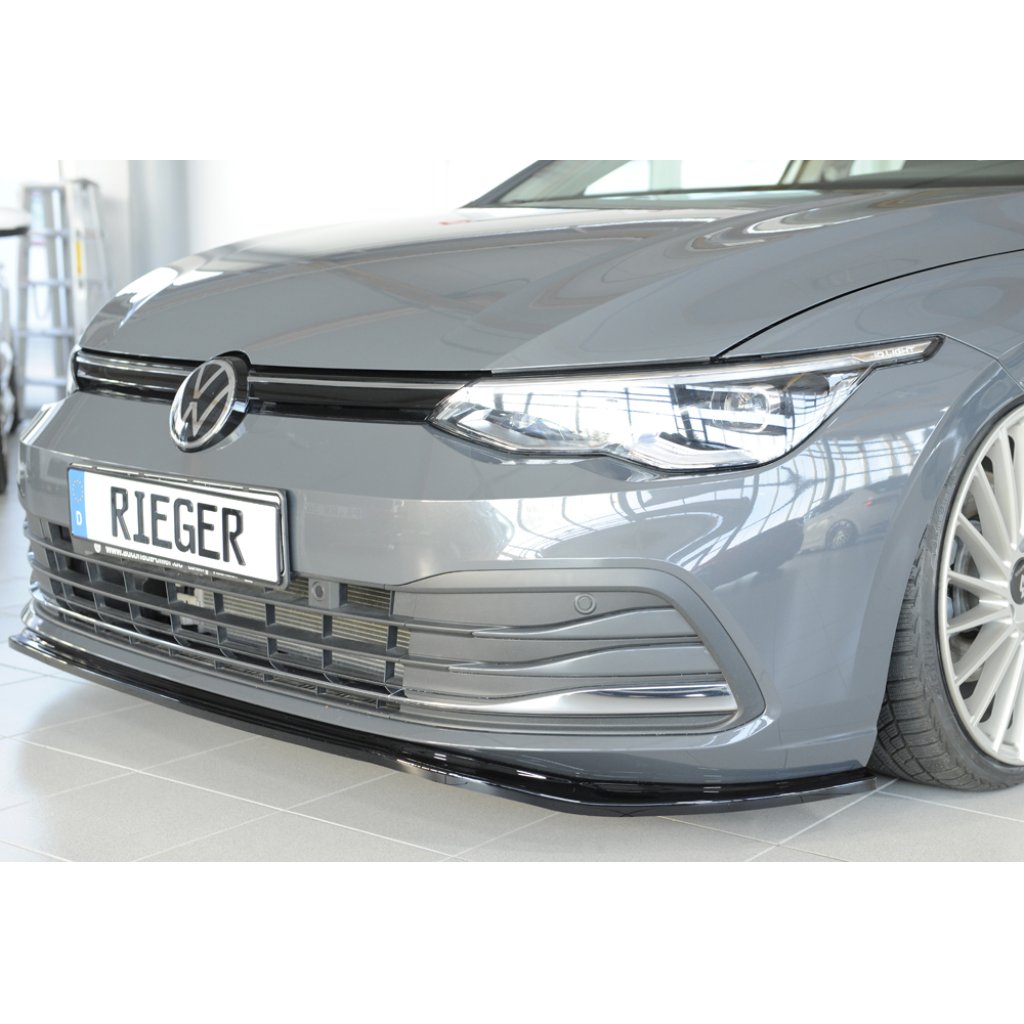 Rieger lipa pod přední nárazník pro Volkswagen Golf 8 3-dvéř., 12/19-, plast ABS lakovaný do černé lesklé barvy