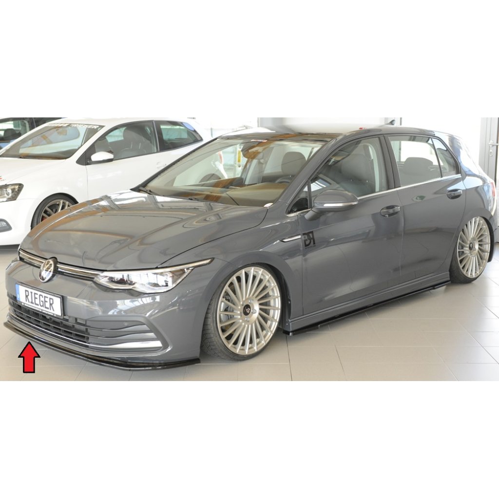 Rieger lipa pod přední nárazník pro Volkswagen Golf 8 3-dvéř., 12/19-, plast ABS lakovaný do černé lesklé barvy