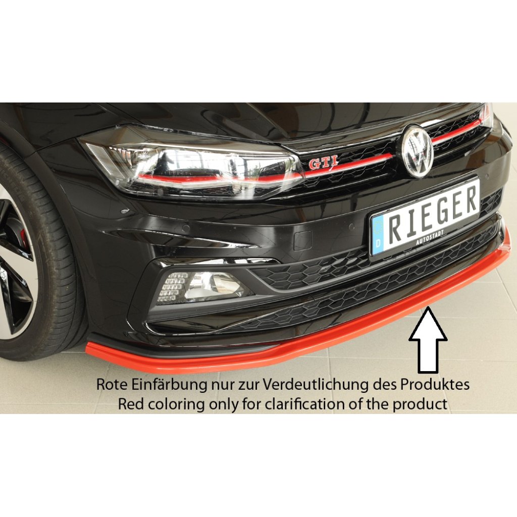 Rieger lipa pod přední nárazník pro Volkswagen Polo AW 5-dvéř., 06/17-, plast ABS bez povrchové úpravy