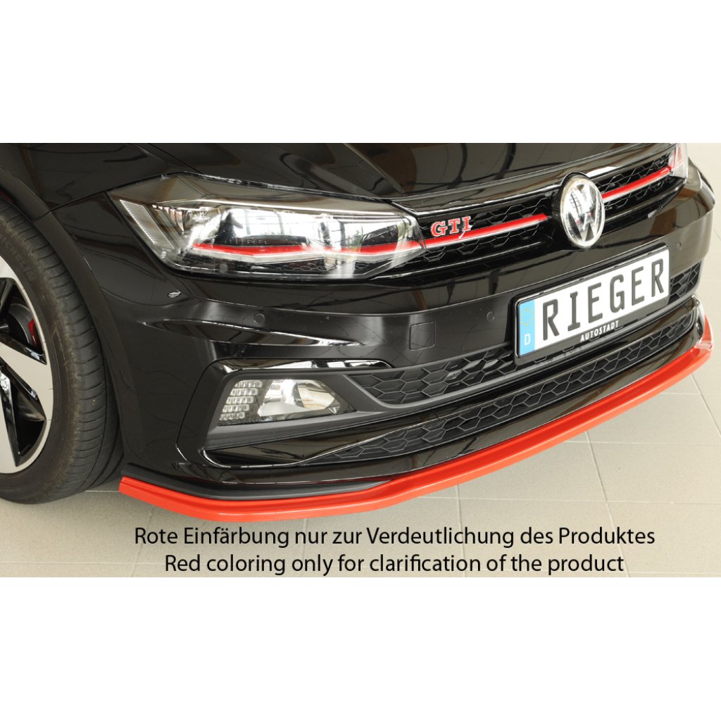 Rieger lipa pod přední nárazník pro Volkswagen Polo AW 5-dvéř., 06/17-, plast ABS bez povrchové úpravy