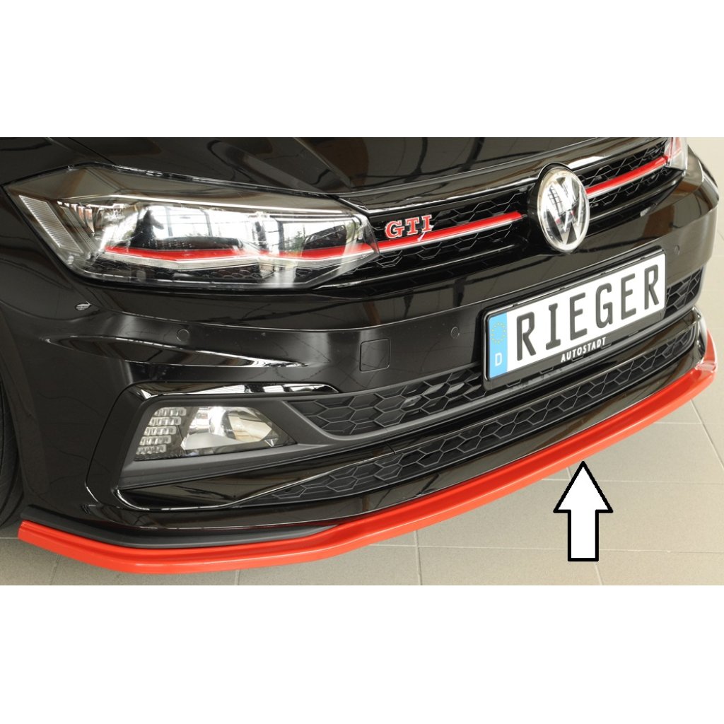 Rieger lipa pod přední nárazník pro Volkswagen Polo AW 5-dvéř., 06/17-, plast ABS bez povrchové úpravy