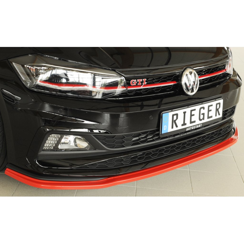Rieger lipa pod přední nárazník pro Volkswagen Polo AW 5-dvéř., 06/17-, plast ABS bez povrchové úpravy