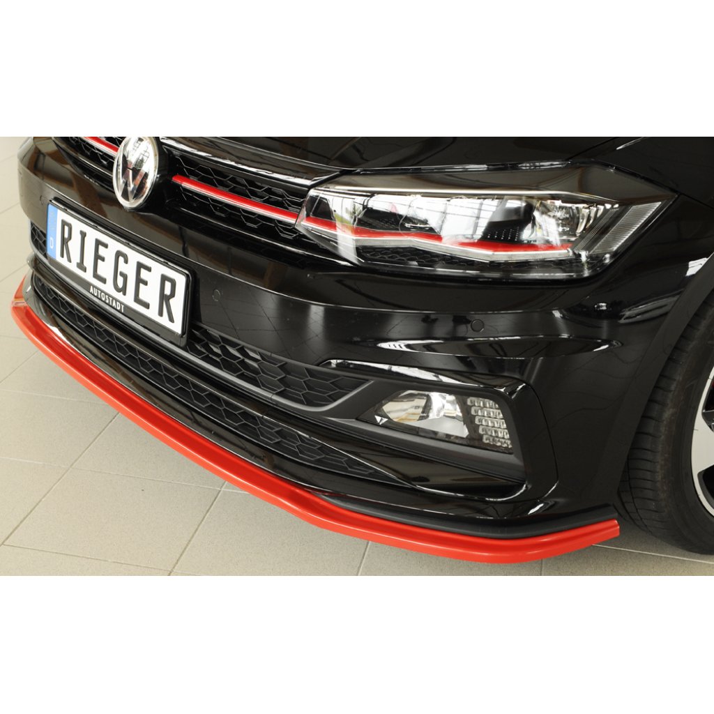 Rieger lipa pod přední nárazník pro Volkswagen Polo AW 5-dvéř., 06/17-, plast ABS bez povrchové úpravy