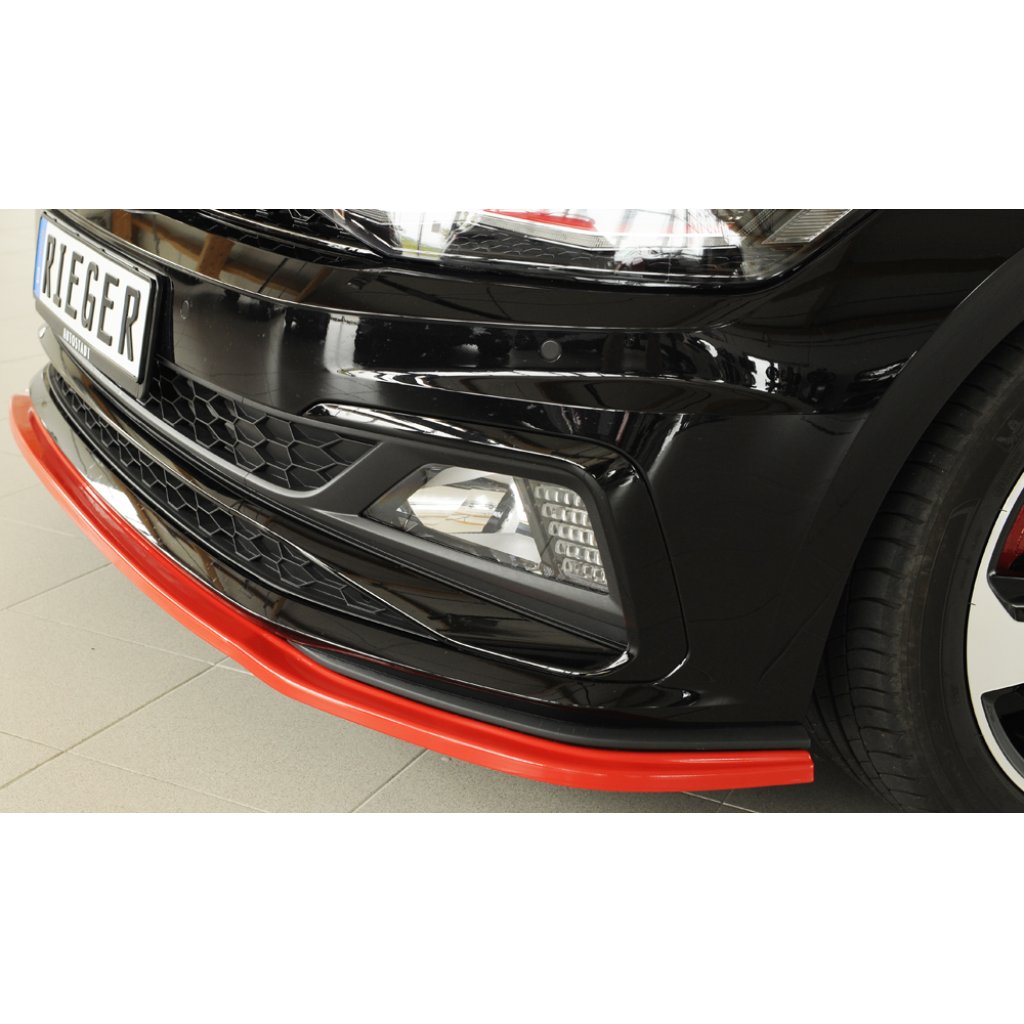 Rieger lipa pod přední nárazník pro Volkswagen Polo AW 5-dvéř., 06/17-, plast ABS bez povrchové úpravy
