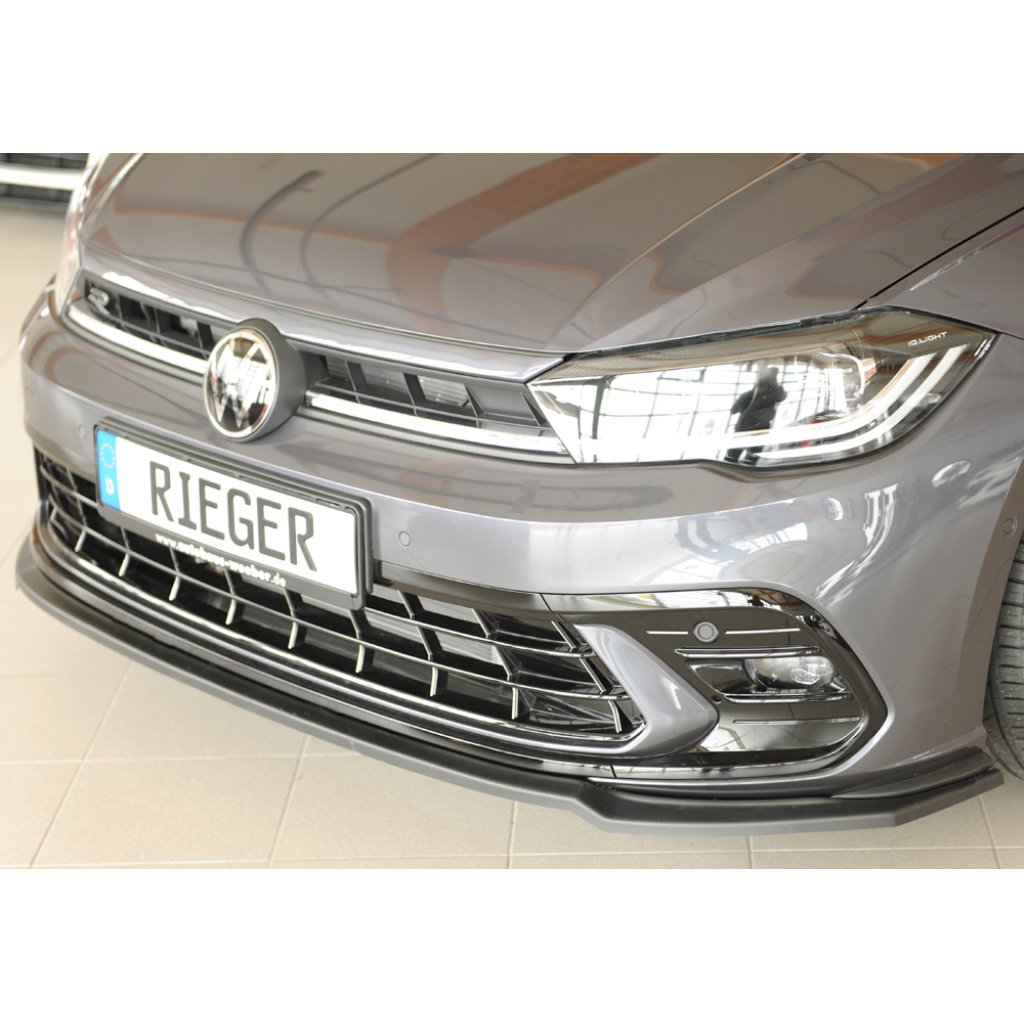 Rieger lipa pod přední nárazník pro Volkswagen Polo AW 5-dvéř., 06/21-, plast ABS bez povrchové úpravy