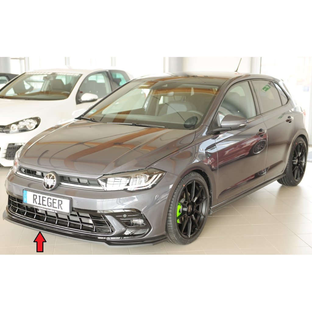 Rieger lipa pod přední nárazník pro Volkswagen Polo AW 5-dvéř., 06/21-, plast ABS bez povrchové úpravy