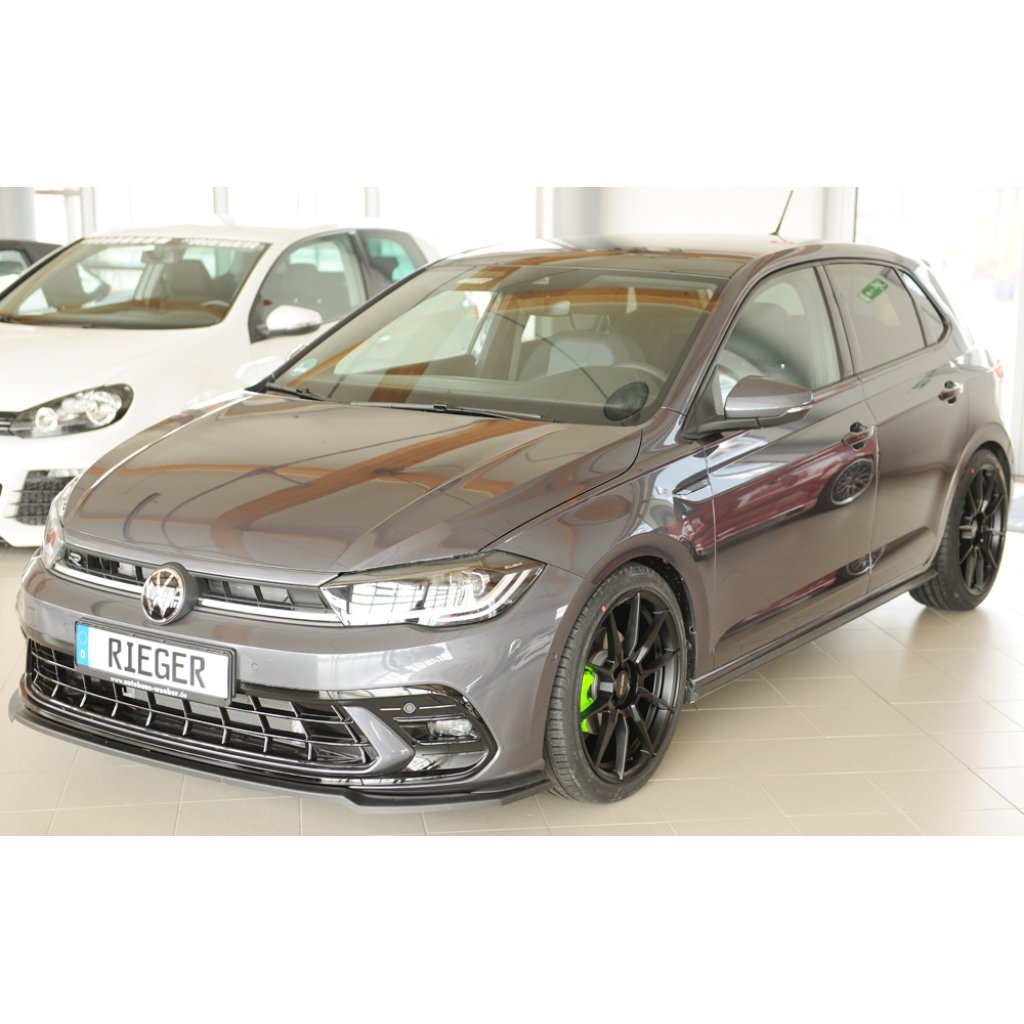 Rieger lipa pod přední nárazník pro Volkswagen Polo AW 5-dvéř., 06/21-, plast ABS bez povrchové úpravy