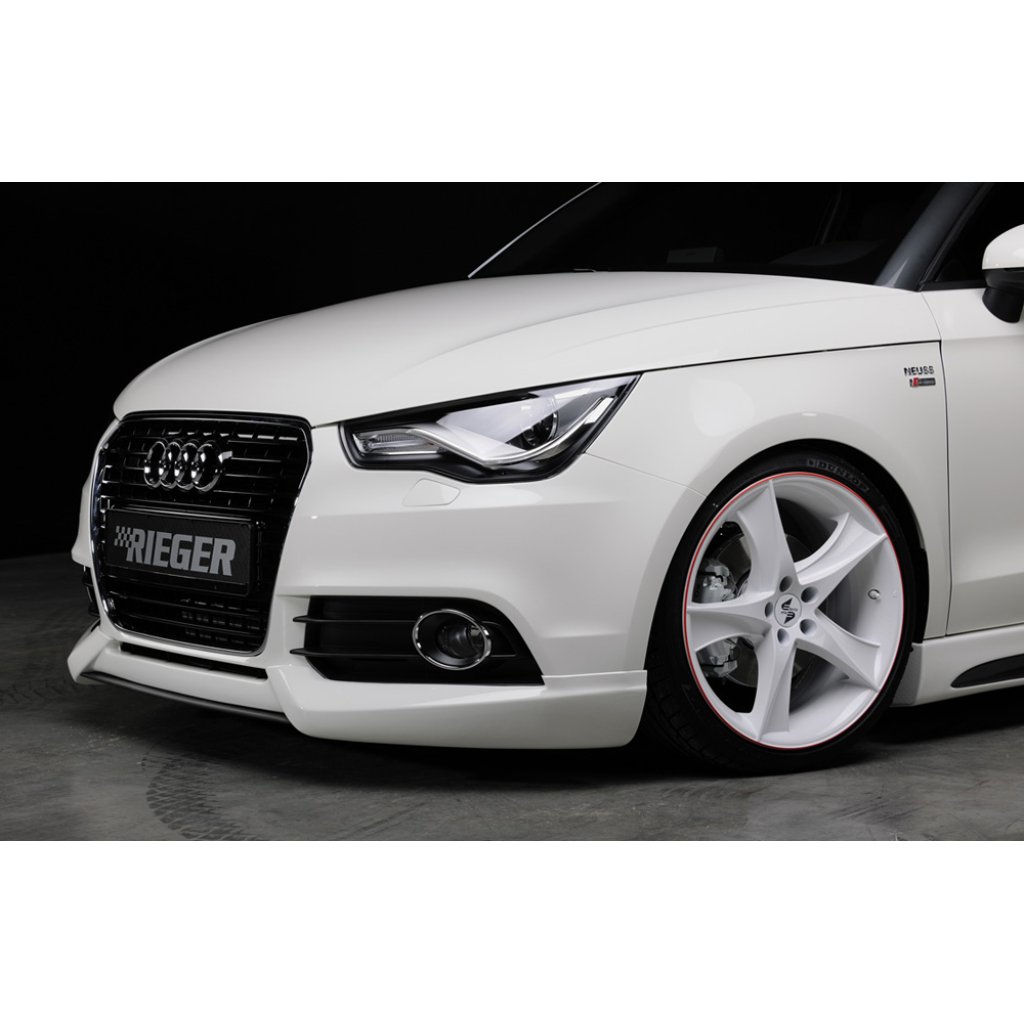 Rieger lipa pod přední nárazník Rieger pro Audi A1 8X 3-dvéř., 5-dvéř. (sportback) před faceliftem, 08/10-12/14, plast ABS s povrchovou úpravou Carbon-Look
