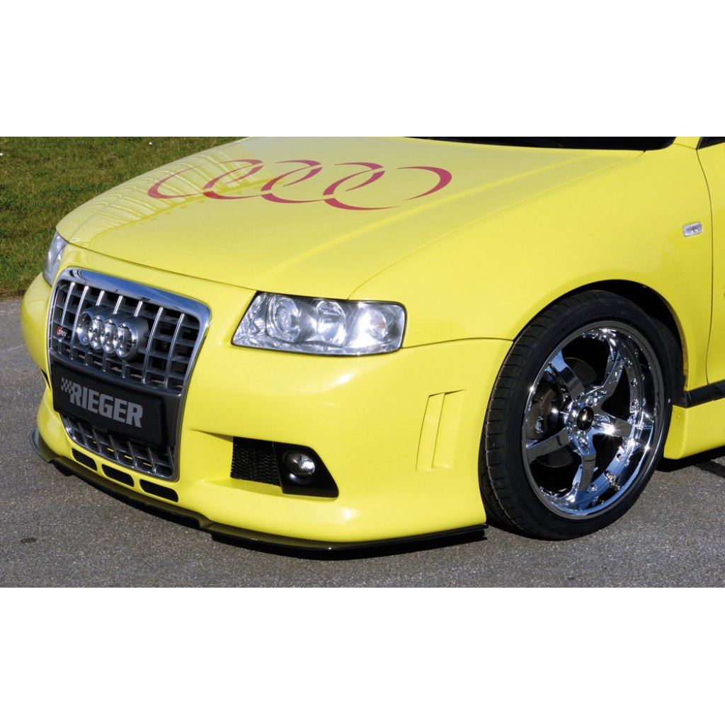 Rieger lipa pod přední nárazník Rieger pro Audi A3 8L 3-dvéř., 5-dvéř., plast ABS s povrchovou úpravou Carbon-Look, pod přední nárazník Rieger obj. kód Y 00056620/21/22/23/27/29/35/36/37