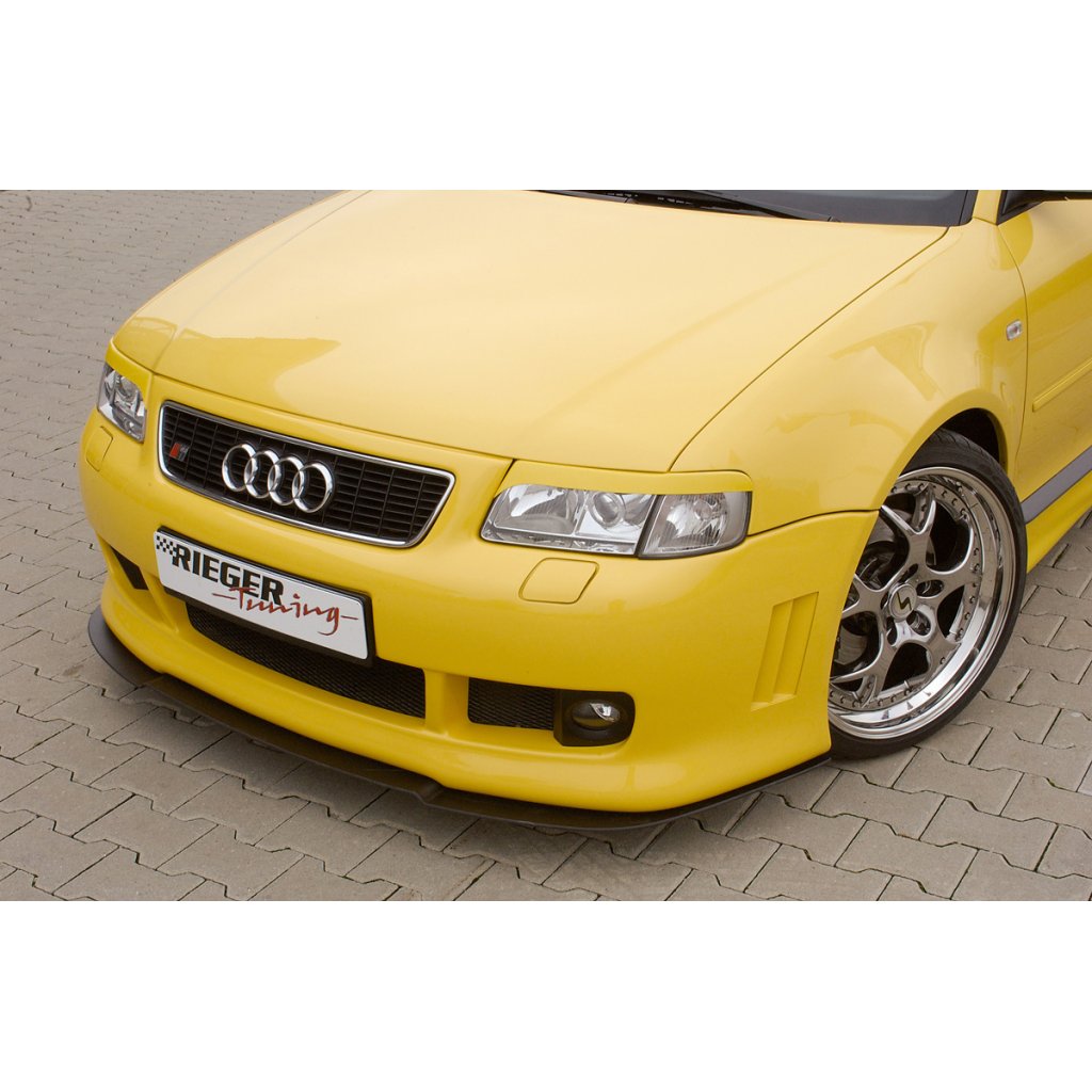 Rieger lipa pod přední nárazník Rieger pro Audi A3 8L 3-dvéř., 5-dvéř., plast ABS s povrchovou úpravou Carbon-Look, pod přední nárazník Rieger obj. kód Y 00056620/21/22/23/27/29/35/36/37