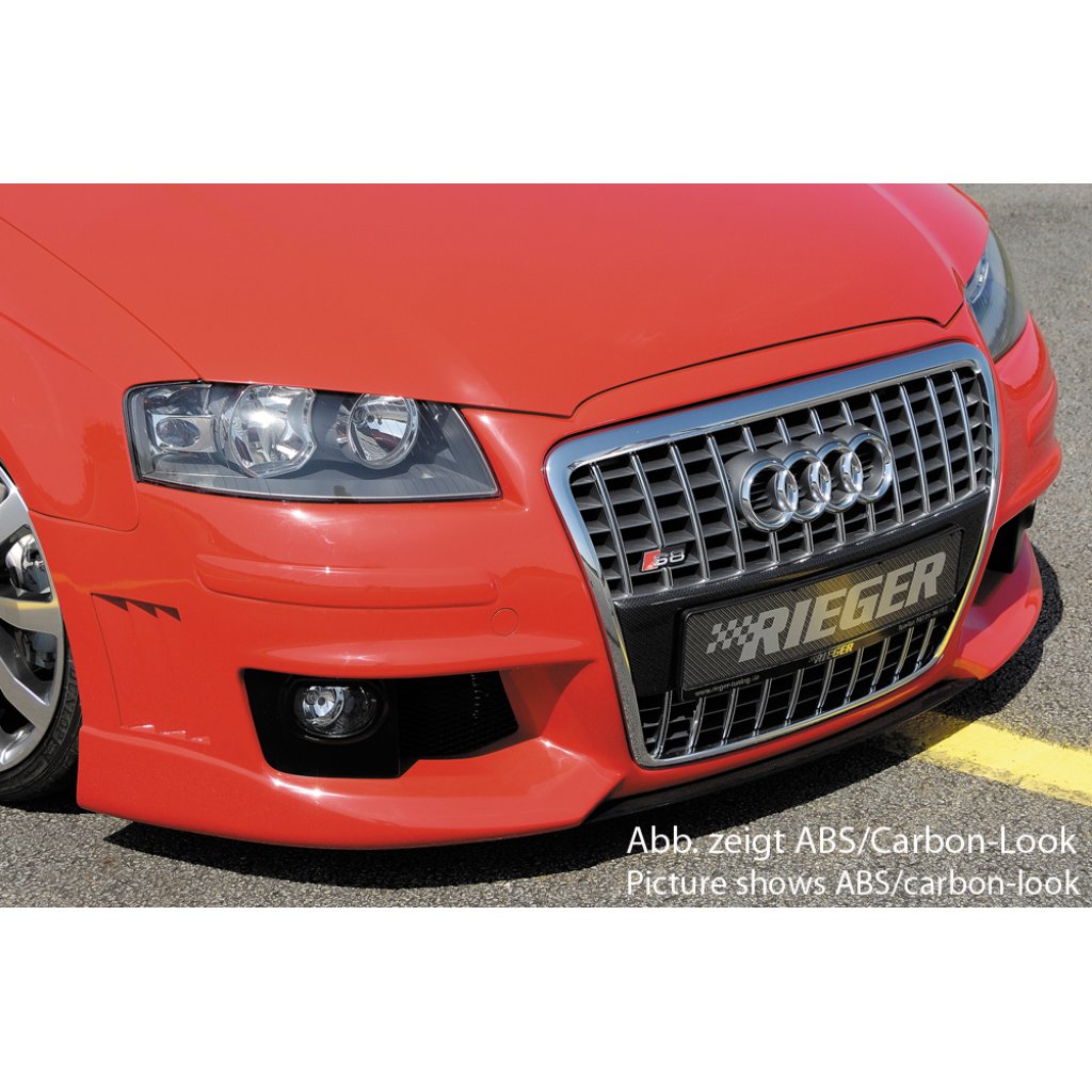 Rieger lipa pod přední nárazník Rieger pro Audi A3 8P 3-dvéř., 5-dvéř., Sportback, 06/05-06/08, plast ABS bez povrchové úpravy