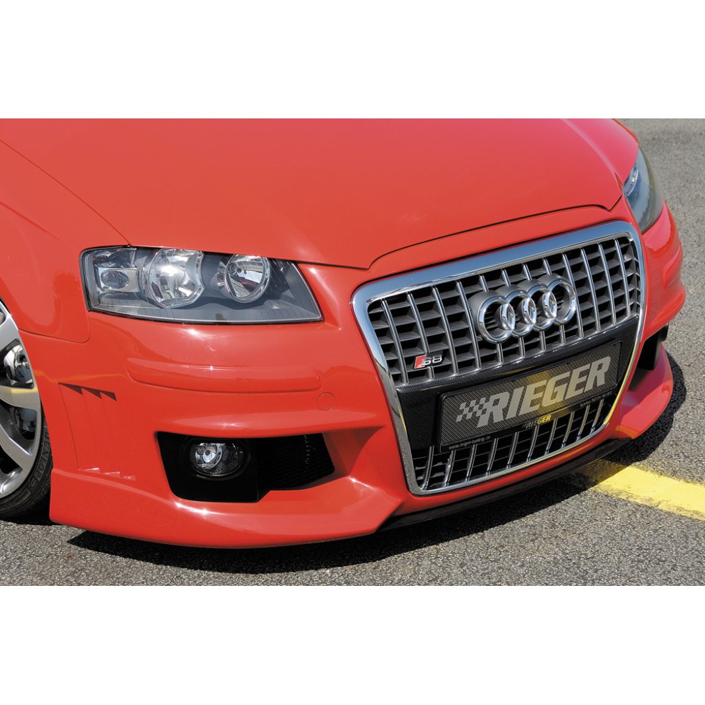 Rieger lipa pod přední nárazník Rieger pro Audi A3 8P 3-dvéř., 5-dvéř., Sportback, 06/05-06/08, plast ABS s povrchovou úpravou Carbon-Look