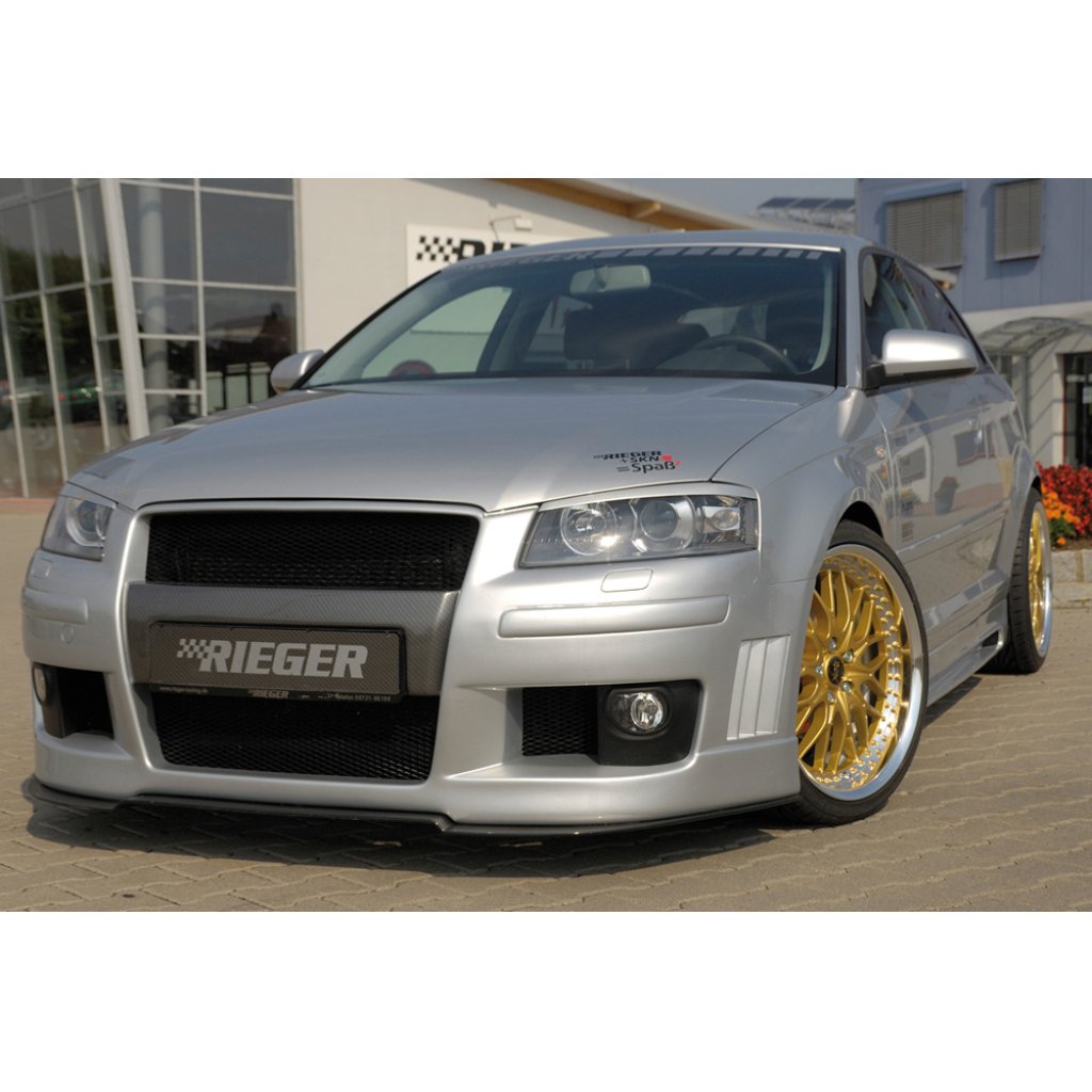 Rieger lipa pod přední nárazník Rieger pro Audi A3 8P 3-dvéř. před faceliftem, -05/05, plast ABS s povrchovou úpravou Carbon-Look