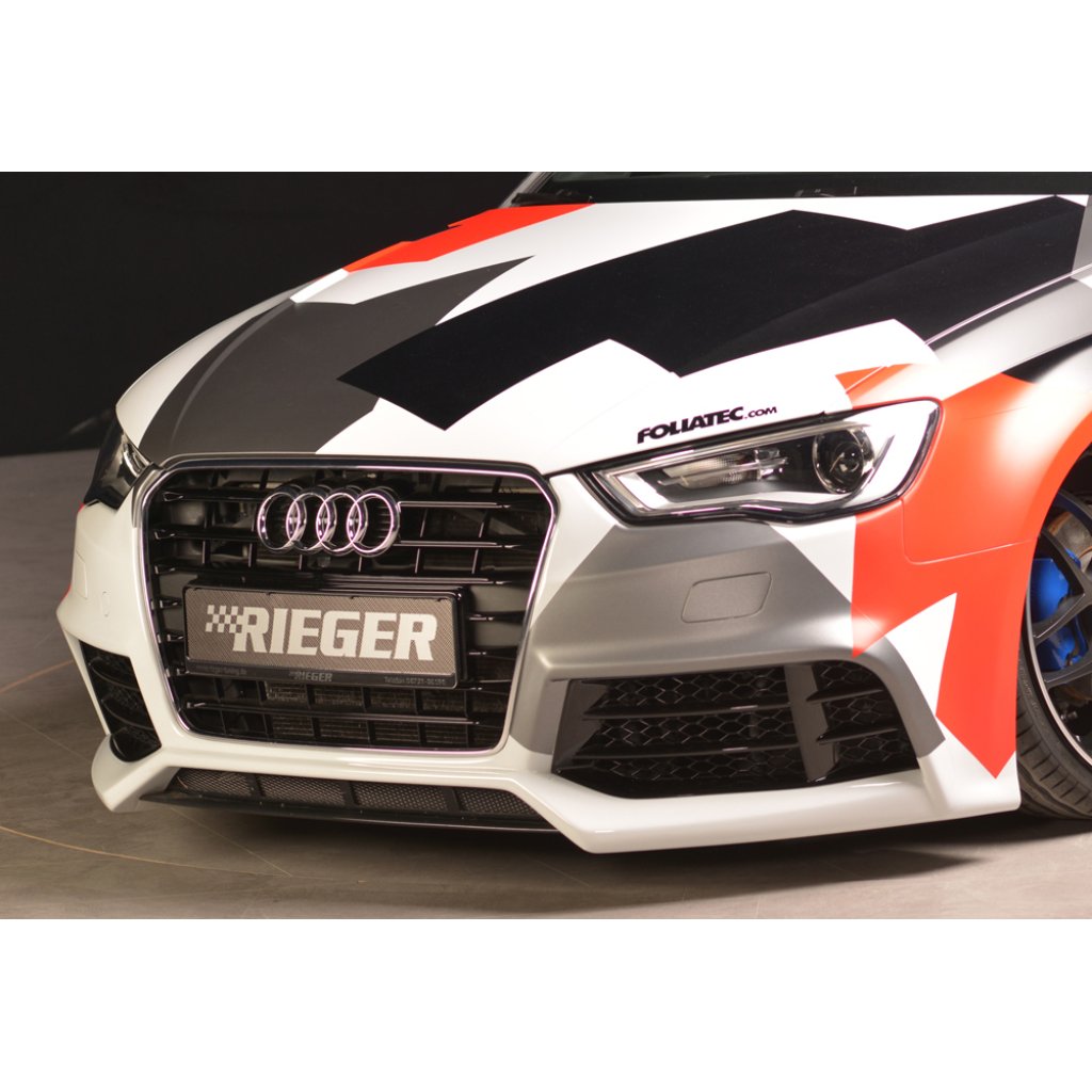 Rieger lipa pod přední nárazník Rieger pro Audi A3 8V 3-dvéř. (hatchback 8V1), 5-dvéř. (sportback 8VA) před faceliftem, 07/12-08/16, plast ABS bez povrchové úpravy, pod přední nárazník Rieger obj. kód K 00056790/91/92/93