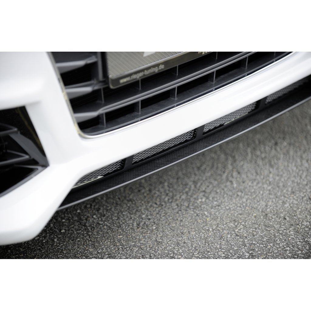 Rieger lipa pod přední nárazník Rieger pro Audi A3 8V 3-dvéř. (hatchback 8V1), 5-dvéř. (sportback 8VA) před faceliftem, 07/12-08/16, plast ABS s povrchovou úpravou Carbon-Look, pod přední nárazník Rieger obj. kód K 00056790/91/92/93