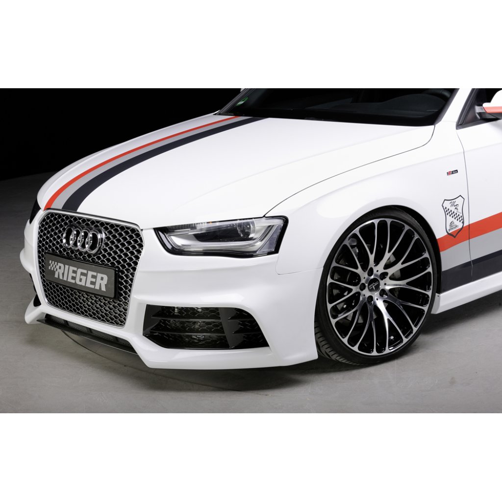 Rieger lipa pod přední nárazník Rieger pro Audi A4 B8, B81 avant, sedan po faceliftu, 01/12-, plast ABS bez povrchové úpravy, pod přední nárazník Rieger obj. kód K 00055540/41/42/43/44/45/46/47