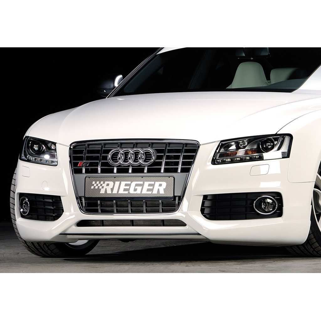 Rieger lipa pod přední nárazník Rieger pro Audi A5 B8, B81 kabriolet, kupé, Sportback před faceliftem, 06/07-07/11, plast ABS s povrchovou úpravou Carbon-Look, pod přední spoiler Rieger obj. kód K 00055401/06