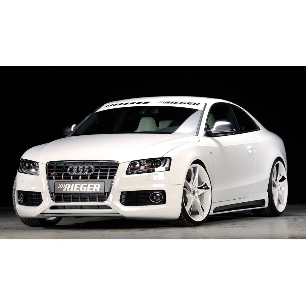 Rieger lipa pod přední nárazník Rieger pro Audi A5 B8, B81 kabriolet, kupé, Sportback před faceliftem, 06/07-07/11, plast ABS s povrchovou úpravou Carbon-Look, pod přední spoiler Rieger obj. kód K 00055401/06