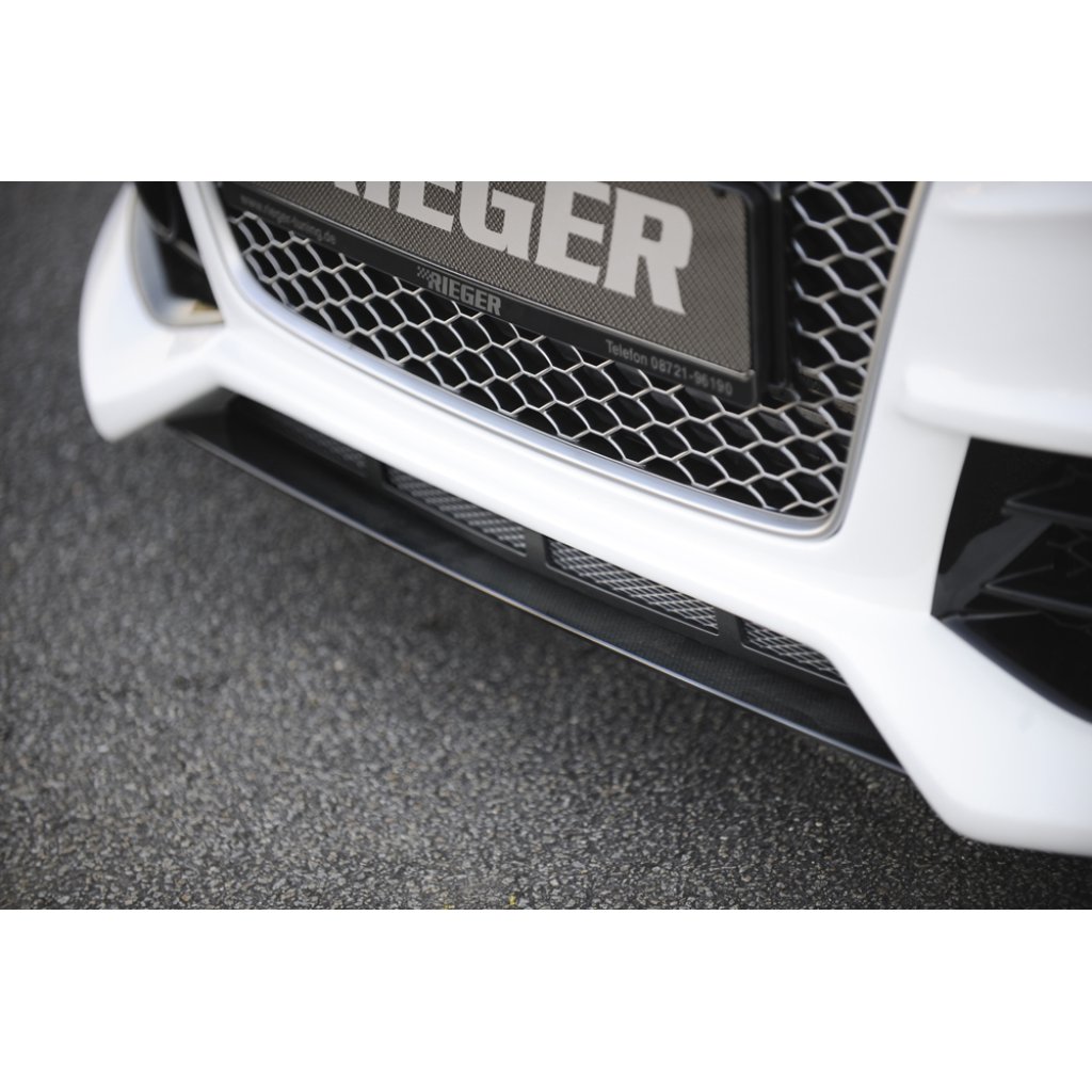 Rieger lipa pod přední nárazník Rieger pro Audi A5 S5 B8, B81 kabriolet, kupé, Sportback po faceliftu, 10/11-06/16, plast ABS s povrchovou úpravou Carbon-Look, pod přední nárazník Rieger obj. kód K 00055460/61/62/63