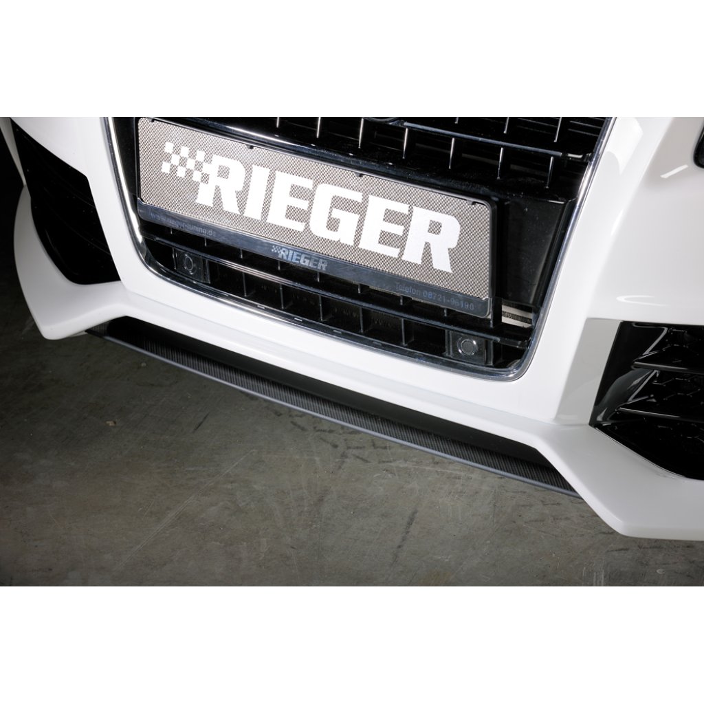 Rieger lipa pod přední nárazník Rieger pro Audi A5 S5 B8, B81 kabriolet, kupé, Sportback před faceliftem, 06/07-07/11, plast ABS s povrchovou úpravou Carbon-Look, pod přední nárazník Rieger obj. kód K 00055430/31/32/33