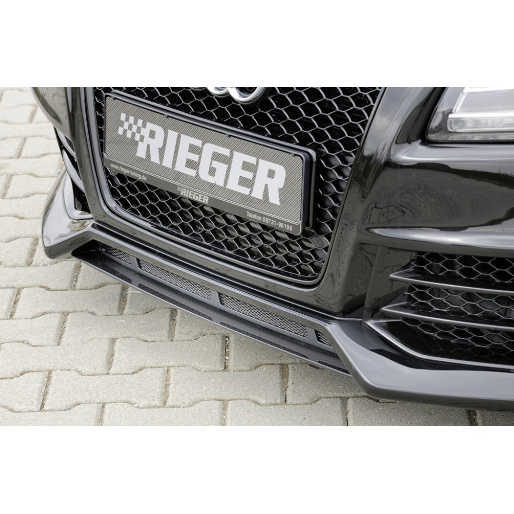 Rieger lipa pod přední nárazník Rieger pro Audi A5 S5 B8, B81 kabriolet, kupé, Sportback před faceliftem, 06/07-07/11, plast ABS s povrchovou úpravou Carbon-Look, pod přední nárazník Rieger obj. kód K 00055430/31/32/33
