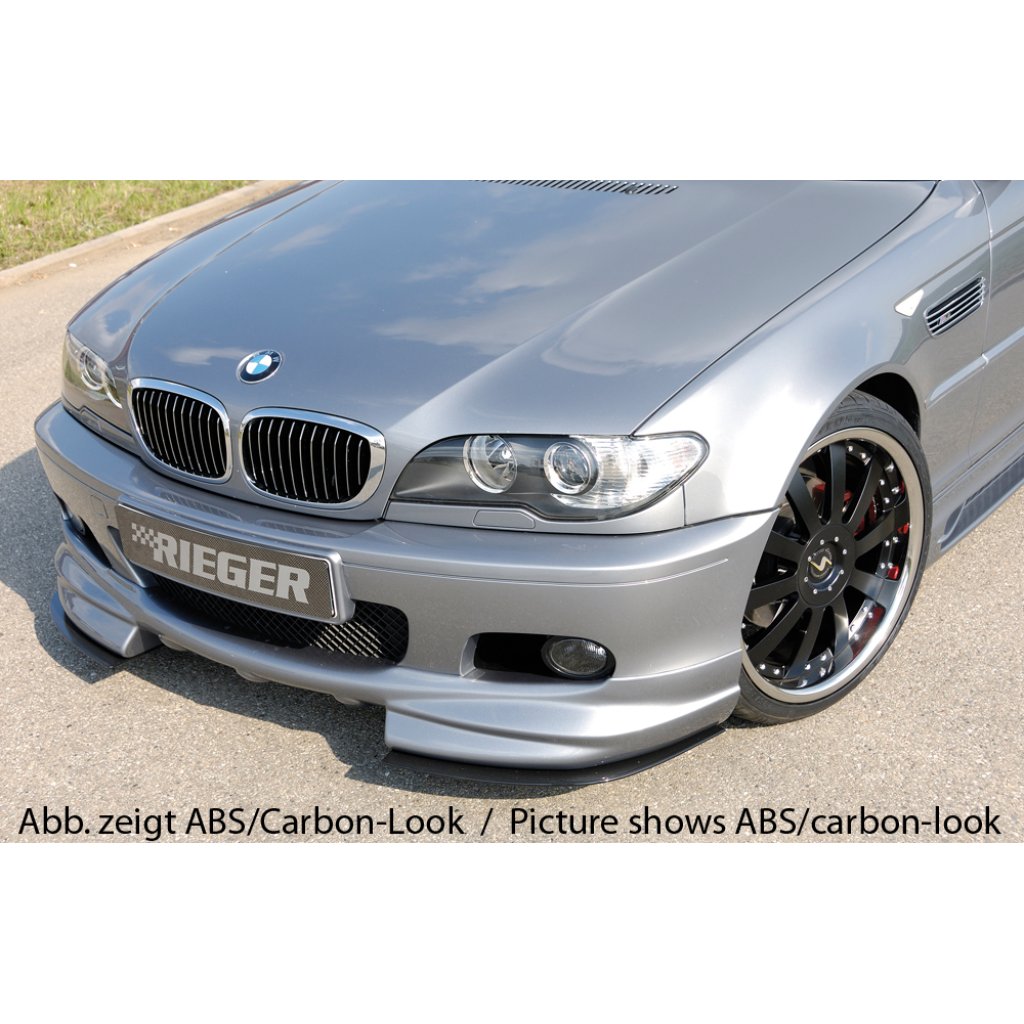 Rieger lipa pod přední nárazník Rieger pro BMW řada 3 E46 kabriolet, kupé, sedan, touring vč. faceliftu, 02/02-, 02/98-12/01, plast ABS bez povrchové úpravy, pod přední spoiler Rieger obj. kód K 00050118