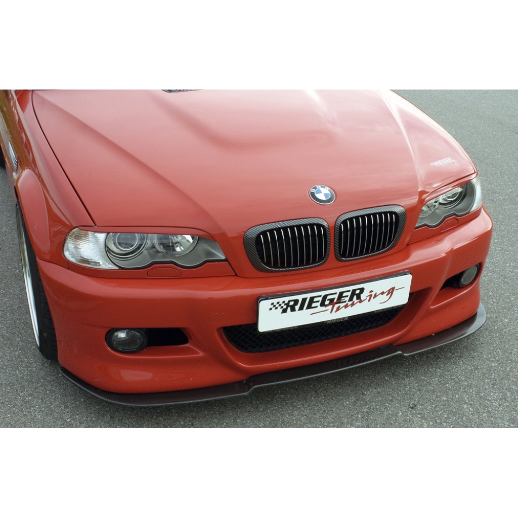 Rieger lipa pod přední nárazník Rieger pro BMW řada 3 E46 kabriolet, kupé, sedan, touring vč. faceliftu, 02/02-, 02/98-12/01, plast ABS s povrchovou úpravou Carbon-Look