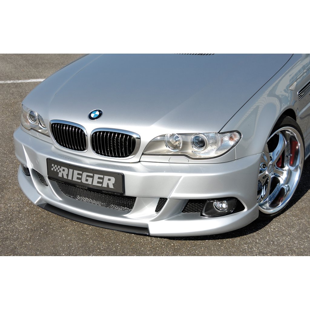 Rieger lipa pod přední nárazník Rieger pro BMW řada 3 E46 kabriolet, kupé, sedan, touring vč. faceliftu, 02/02-, 02/98-12/01, plast ABS s povrchovou úpravou Carbon-Look, pod přední nárazník Rieger obj. kód Y 00050411, Y 00050245