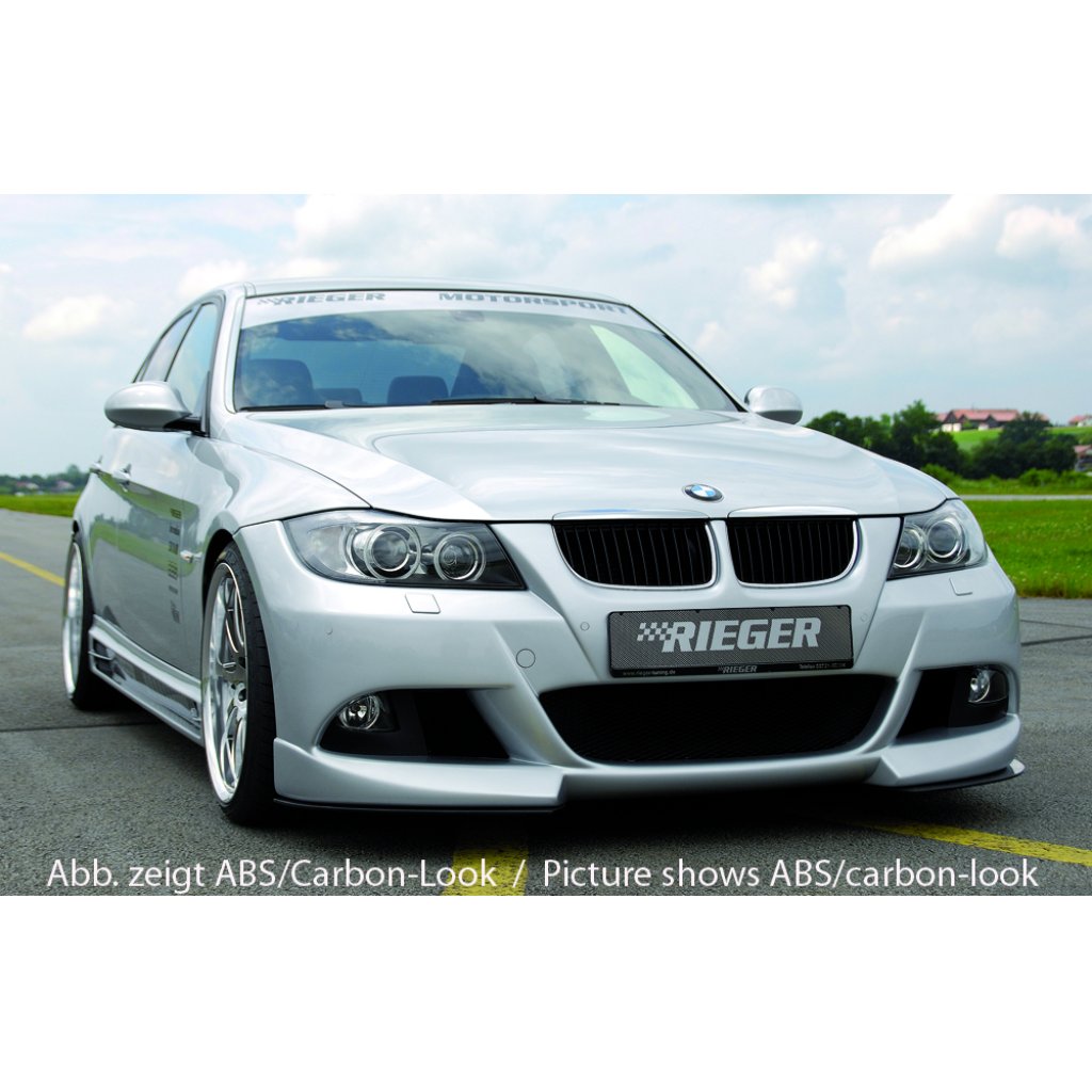 Rieger lipa pod přední nárazník Rieger pro BMW řada 3 E90, E91 sedan, touring před faceliftem, 03/05-08/08, 08/05-08/08, plast ABS bez povrchové úpravy, pod přední nárazník Rieger obj. kód Y 00053402/10/11/12