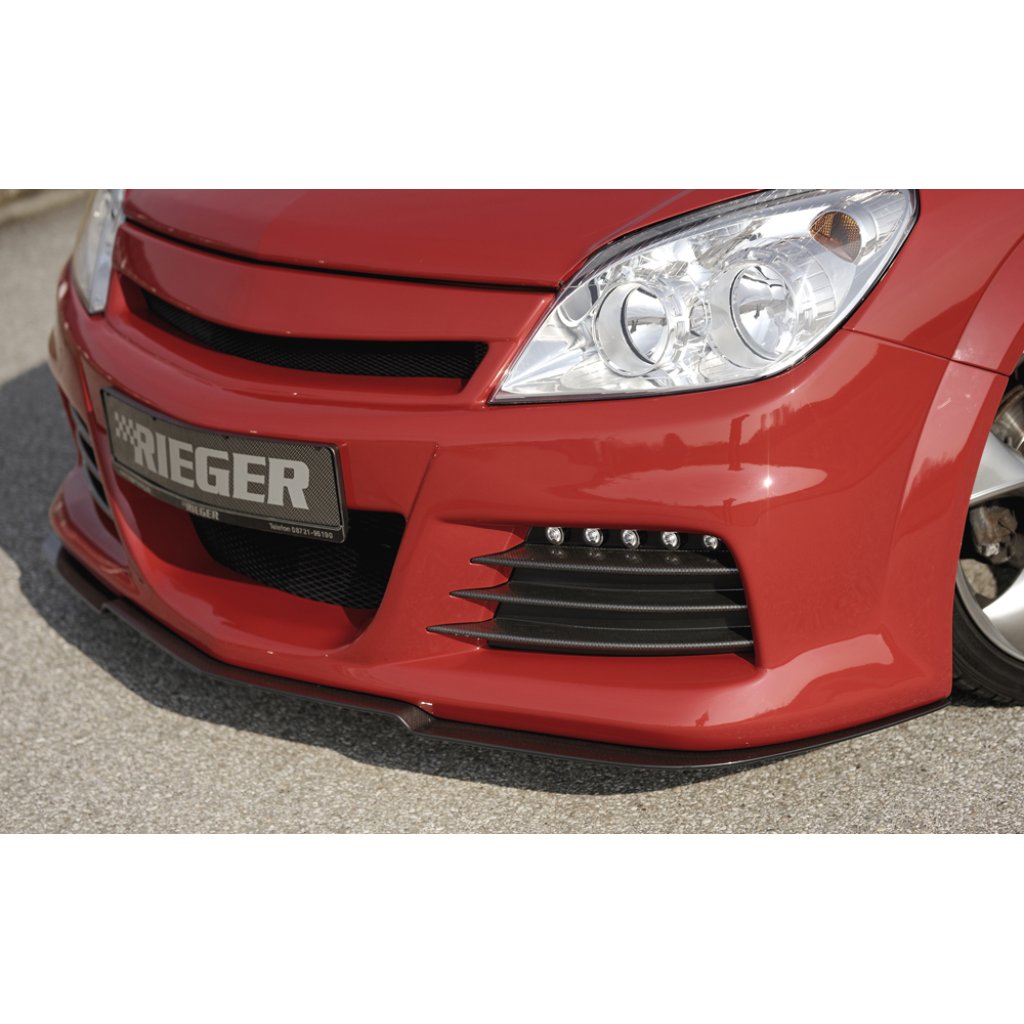 Rieger lipa pod přední nárazník Rieger pro Opel Astra H vč. GTC, Twin-Top 3-dvéř., 5-dvéř., caravan, hatchback, kabriolet, 03/04-, 03/05-, 09/05-, plast ABS s povrchovou úpravou Carbon-Look