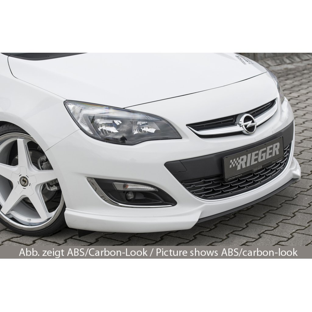 Rieger lipa pod přední nárazník Rieger pro Opel Astra J 5-dvéř., hatchback, sedan, sedan/notchback, sports tourer po faceliftu, 10/12-, plast ABS bez povrchové úpravy