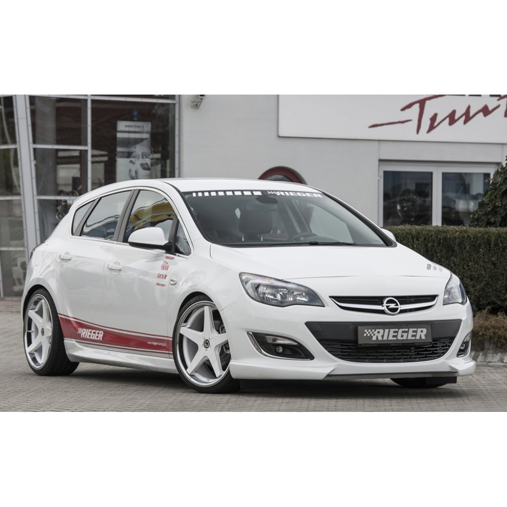 Rieger lipa pod přední nárazník Rieger pro Opel Astra J 5-dvéř., hatchback, sedan, sedan/notchback, sports tourer po faceliftu, 10/12-, plast ABS bez povrchové úpravy