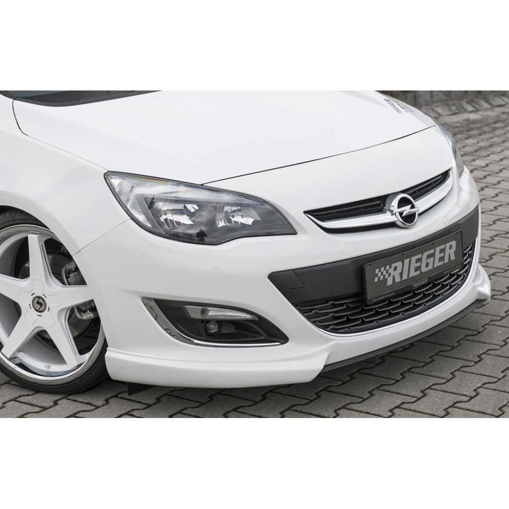 Rieger lipa pod přední nárazník Rieger pro Opel Astra J 5-dvéř., hatchback, sedan, sedan/notchback, sports tourer po faceliftu, 10/12-, plast ABS s povrchovou úpravou Carbon-Look