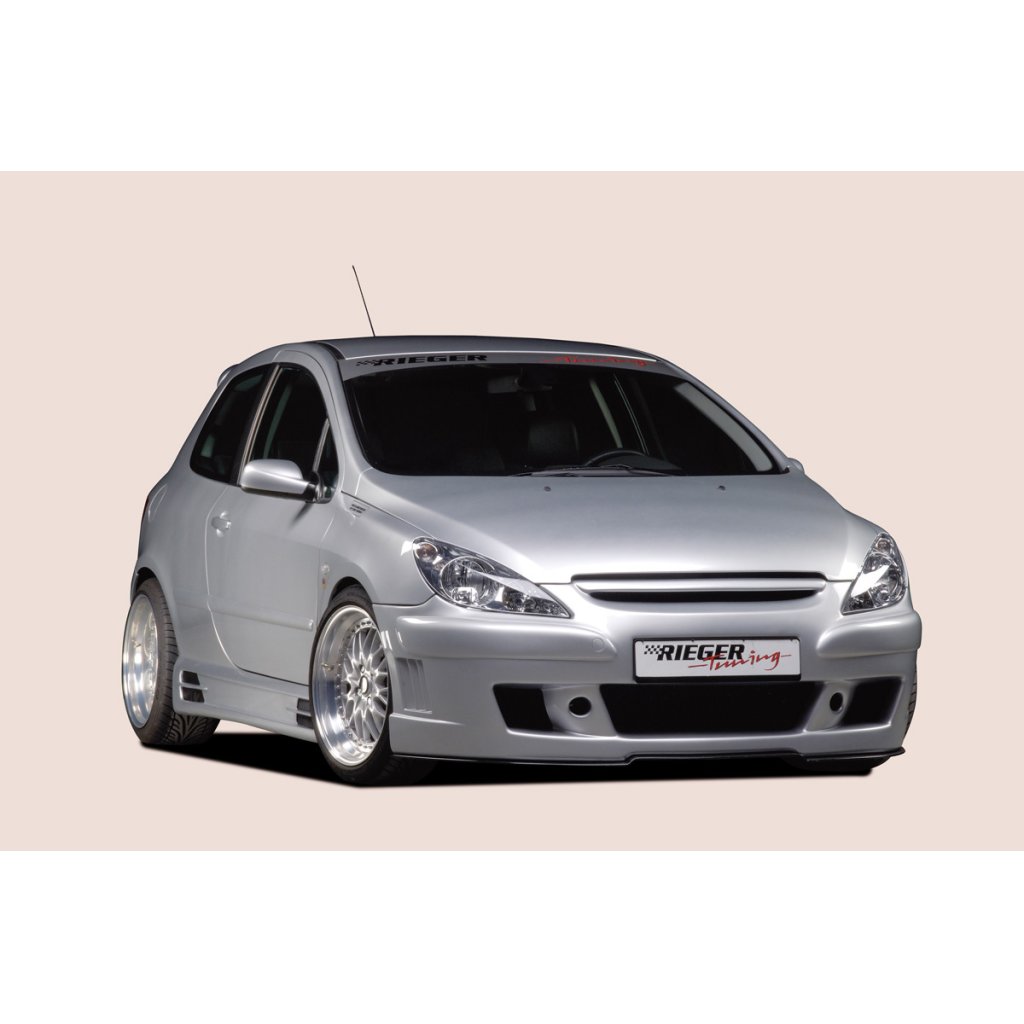 Rieger lipa pod přední nárazník Rieger pro Peugeot 307 break, combi, convertible CC, sedan před faceliftem, 04/01-04/05, plast ABS bez povrchové úpravy