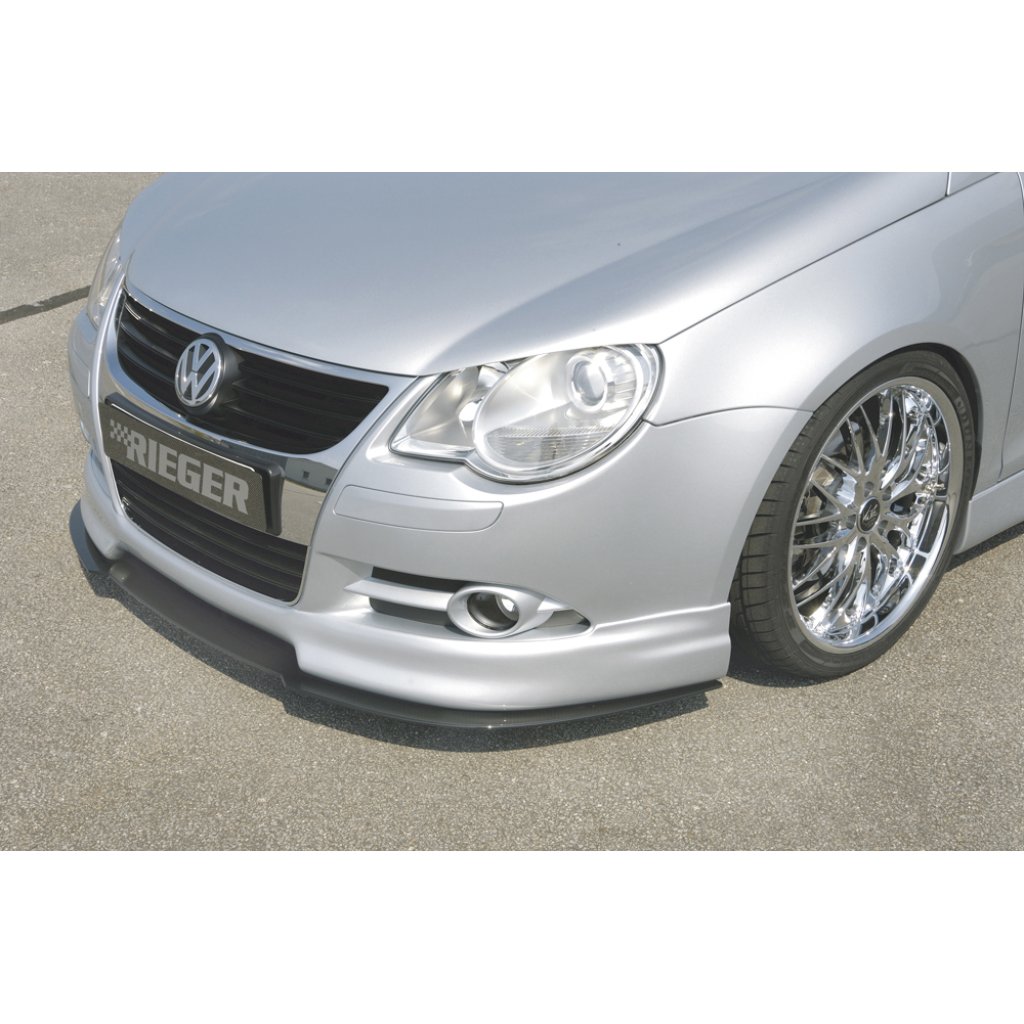 Rieger lipa pod přední nárazník Rieger pro Volkswagen Eos 1F kabriolet před faceliftem, 04/06/-11/10, plast ABS s povrchovou úpravou Carbon-Look, "bended version"