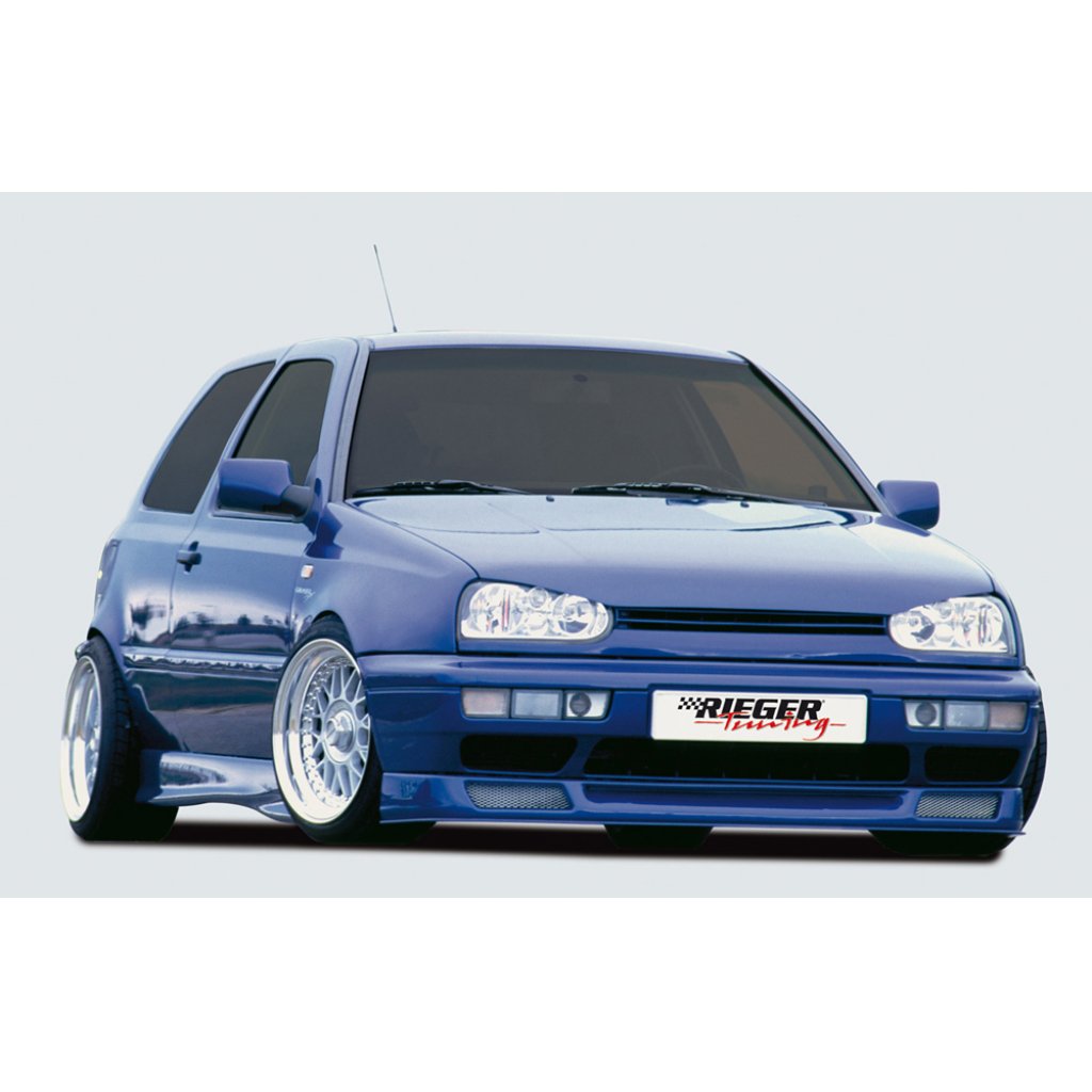 Rieger lipa pod přední nárazník Rieger pro Volkswagen Golf 3 3-dvéř., 5-dvéř., kabriolet, plast ABS bez povrchové úpravy, pod přední spoiler Rieger obj. kód Y 00042011