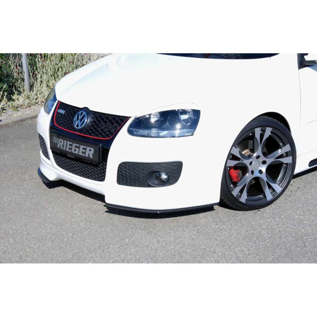 Rieger lipa pod přední nárazník Rieger pro Volkswagen Golf 5 1K GT, GTI, plast ABS bez povrchové úpravy, 2-dílná