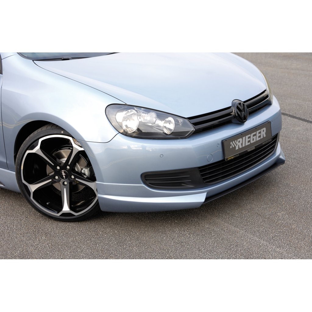 Rieger lipa pod přední nárazník Rieger pro Volkswagen Golf 6 3-dvéř., 5-dvéř., kabriolet, plast ABS s povrchovou úpravou Carbon-Look