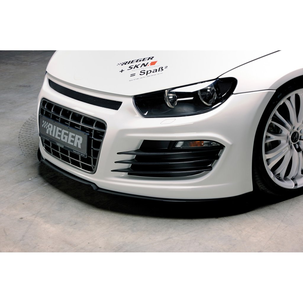 Rieger lipa pod přední nárazník Rieger pro Volkswagen Scirocco 3 13 2-dvéř. před faceliftem, 08/08-04/14, plast ABS s povrchovou úpravou Carbon-Look, "bended version"