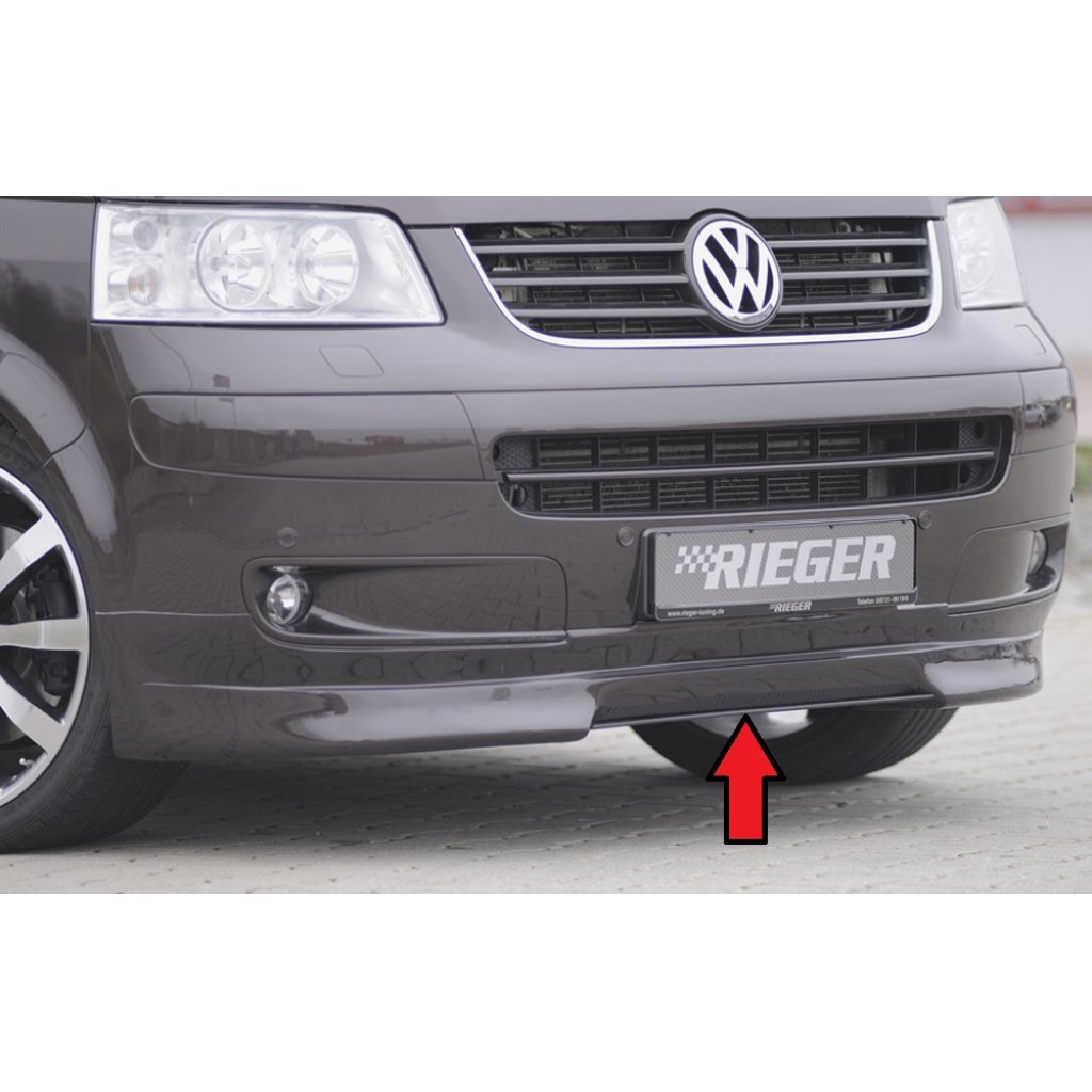 Rieger lipa pod přední nárazník Rieger pro Volkswagen T5 bus před faceliftem, 04/03-08/09, plast ABS s povrchovou úpravou Carbon-Look