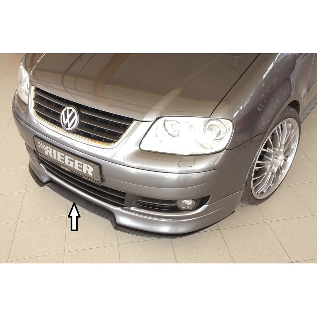 Rieger lipa pod přední nárazník Rieger pro Volkswagen Touran 1T van před faceliftem, 03/03-10/06, plast ABS s povrchovou úpravou Carbon-Look