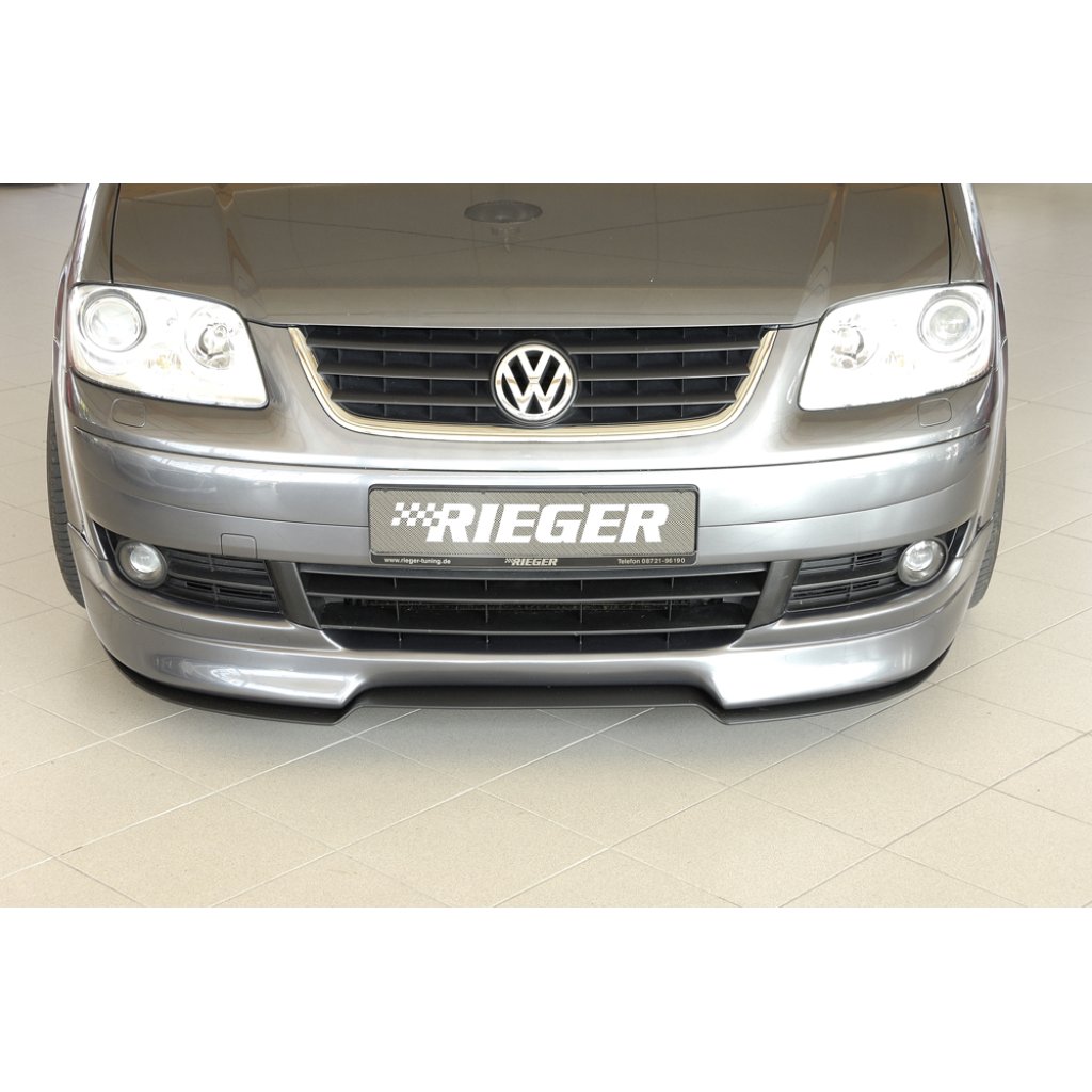 Rieger lipa pod přední nárazník Rieger pro Volkswagen Touran 1T van před faceliftem, 03/03-10/06, plast ABS s povrchovou úpravou Carbon-Look