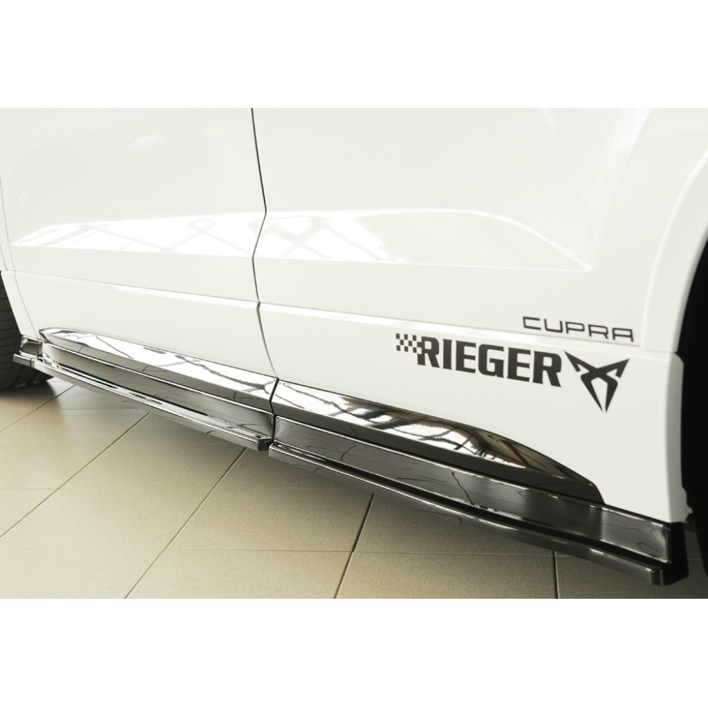 Rieger spoiler pod boční práh (3 dílný) mont. strana levá pro Seat Ateca Cupra 5FP, 09/18-07/20, plast ABS lakovaný do černé lesklé barvy